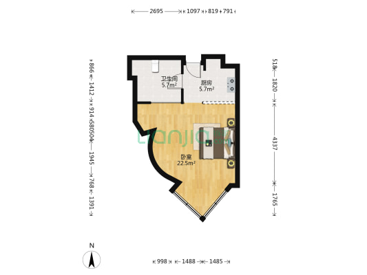 静安紫苑 1室0厅1卫 56平方