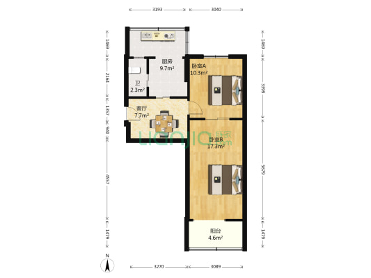 电路板厂宿舍 2室1厅1卫 59平方