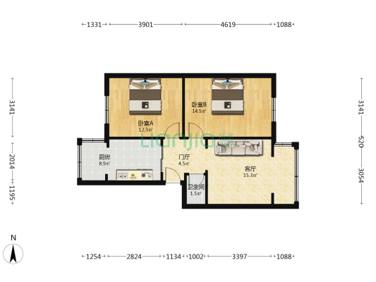 抚琴北一巷 2室1厅1卫 63平方