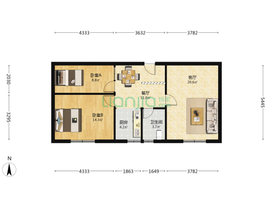 文化宫九间楼 2室2厅1卫 99平方