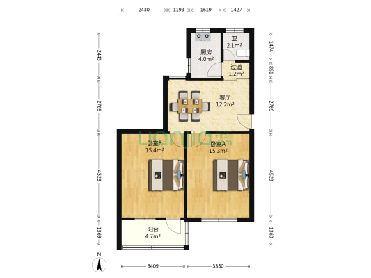 长虹新村 2室1厅1卫 66平方