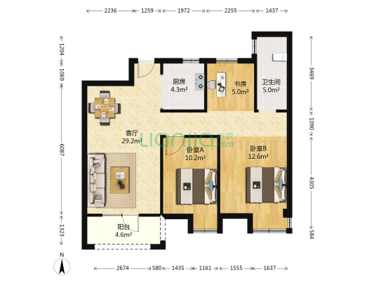 北辰优+国际青年互动特区二期 3室1厅1卫 95平方