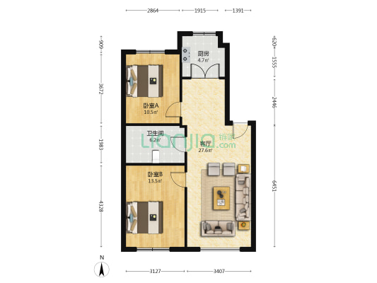 净苑小区北区 2室1厅1卫 83平方
