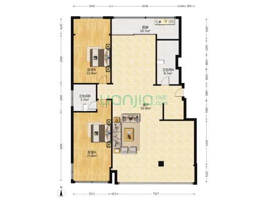 大华公寓 2室1厅2卫 317平方