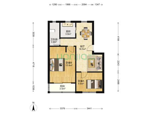 绿园九村 2室1厅1卫 70平方