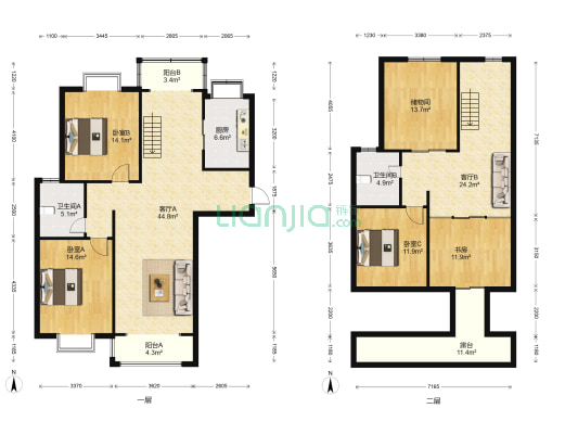 华侨花园 4室2厅2卫 165平方