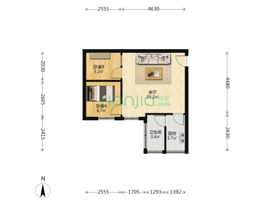 盈宝楼 2室1厅1卫 45平方