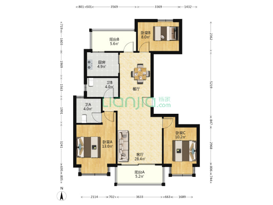 金基芳华 3室1厅2卫 113平方