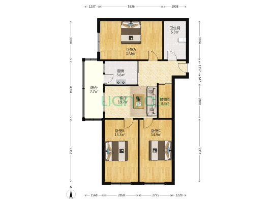 财政厅宿舍 3室1厅1卫 106平方