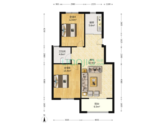 文景苑 2室1厅1卫 89平方