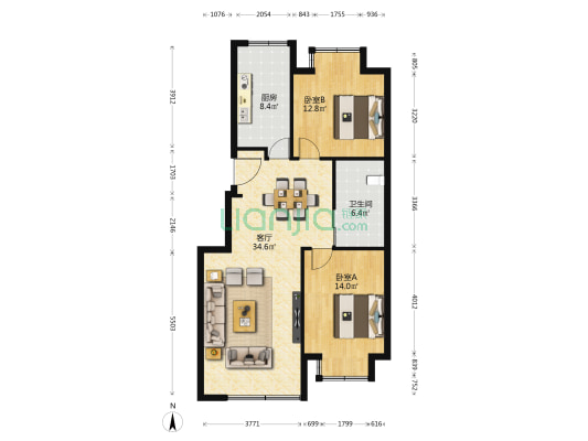兰州市儿童福利院住宅楼 2室1厅1卫 97平方
