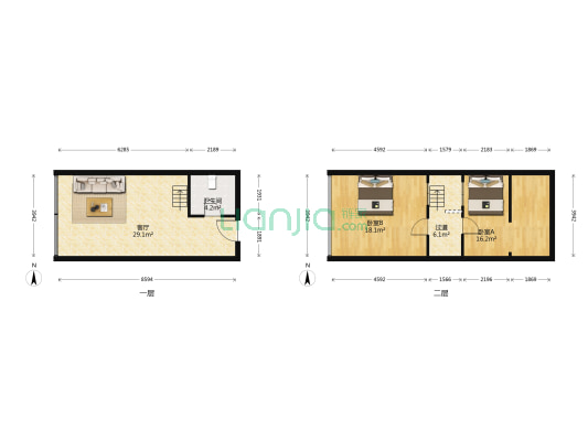 东南邻里生活广场 2室1厅1卫 57平方