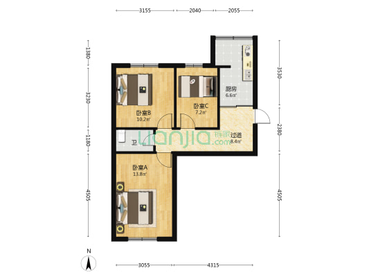 建林小区 3室0厅1卫 63平方