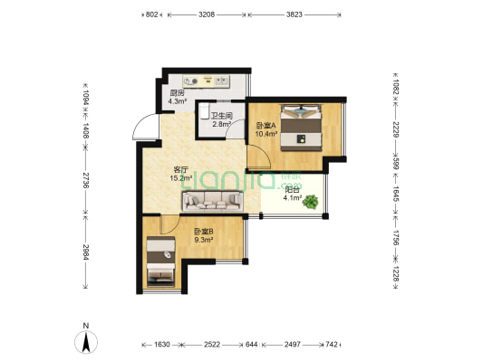 锦泰花园 2室1厅1卫 60平方