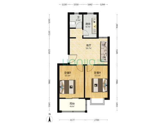 南苑小区 2室1厅1卫 66平方