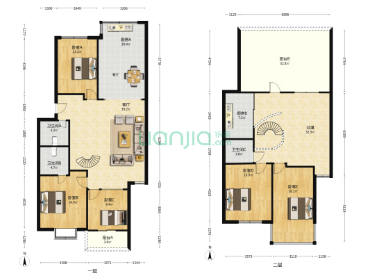 丹凤花园一区 5室1厅3卫 214平方