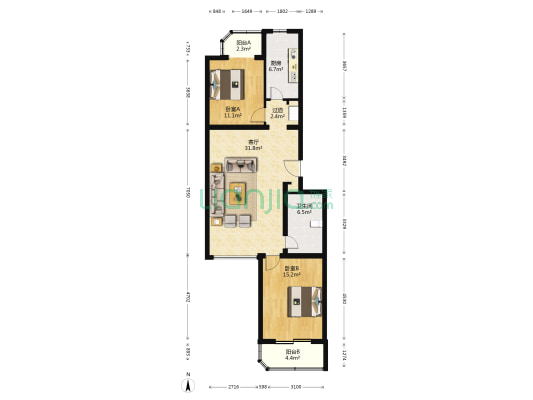 冀北电力有限公司培训中心小区 2室1厅1卫 106平方
