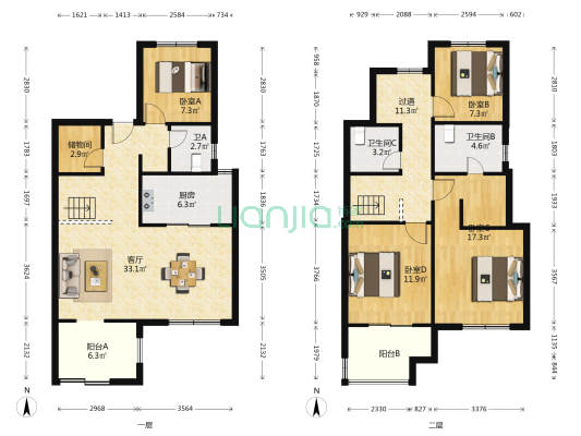 新城上坤樾山璟里 4室1厅3卫 191平方