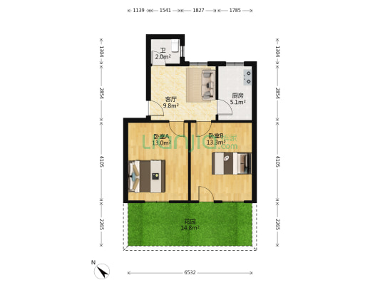 湘湖路5号 2室1厅1卫 58平方