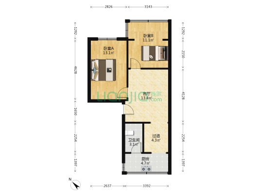 光荣北路6号 2室1厅1卫 52平方