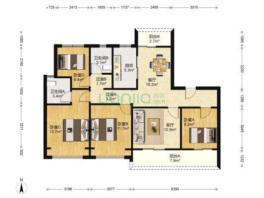 碧桂园金科尚合府 4室2厅2卫 125平方