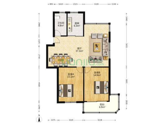 印染新村 2室1厅1卫 101平方