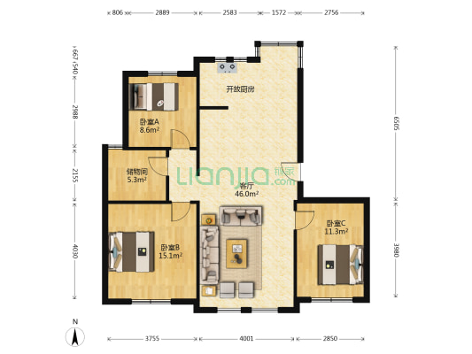 天鹅堡 3室1厅0卫 177平方