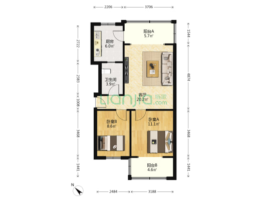 晋平街20号 2室1厅1卫 72平方