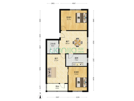 澄江西路134号 2室2厅1卫 96平方