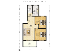 房子是南北通透的两居，主卧客厅朝南，次卧和厨房朝北-涿州唐人花园户型图