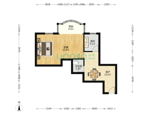 中山苑 1室1厅1卫 63平方
