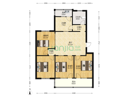 再生资源北家属院 3室1厅1卫 120平方