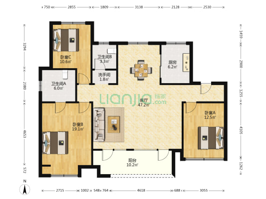 漫山香墅宸麓 3室1厅3卫 145平方