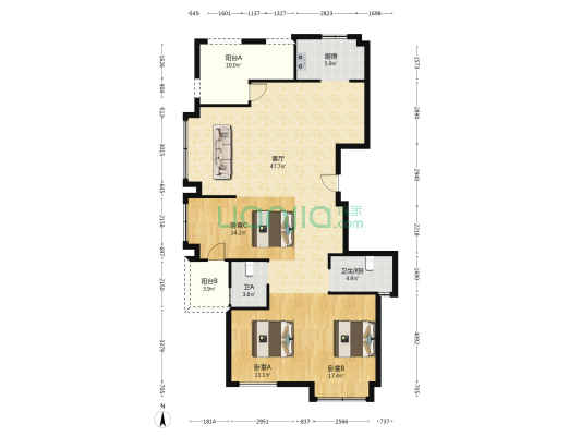 嘉和小区 3室1厅2卫 140平方