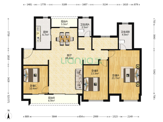 常熟中南雅苑 3室1厅2卫 140平方
