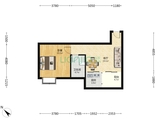 君恒雅居 1室1厅1卫 53平方
