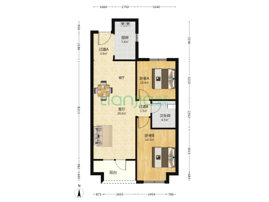 融创维多利亚湾 2室1厅1卫 102平方