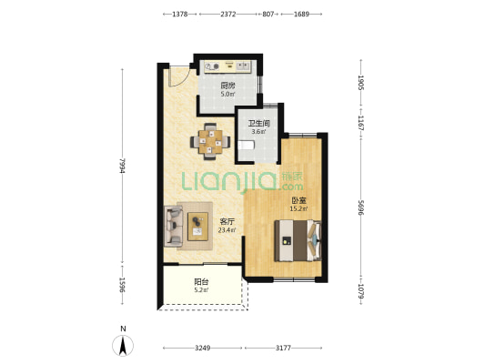 城东家苑 1室1厅1卫 66平方