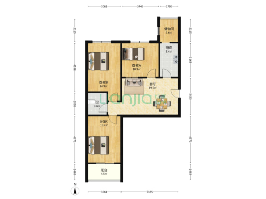 伽蓝美城 3室1厅1卫 106平方