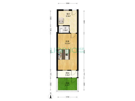 带城桥下塘散盘 1室1厅1卫 38平方