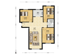 K2狮子城南区 3室2厅 南 北-涿州K2狮子城南区户型图