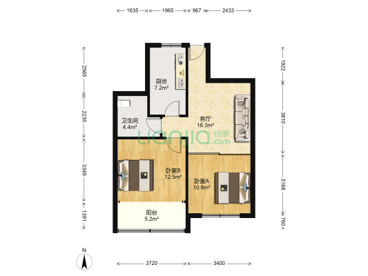 镇江路铁路小区二期 2室1厅1卫 72平方