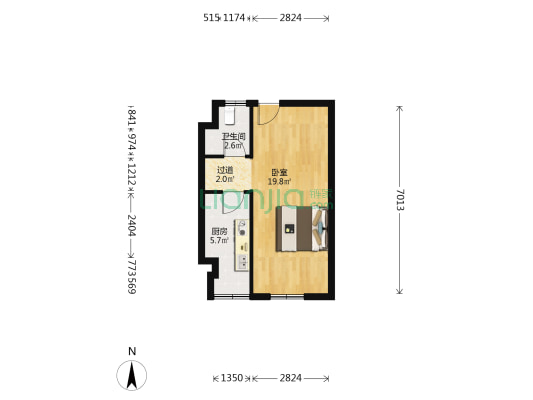水沐和禧园 1室0厅1卫 50平方
