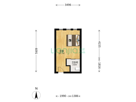 铂顿国际公寓 1室0厅1卫 35平方