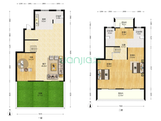 卓越湖樾云著花苑 4室1厅3卫 297平方