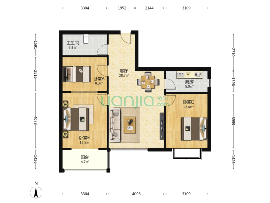 兰州水泵厂家属院（民主西路） 3室1厅1卫 111平方