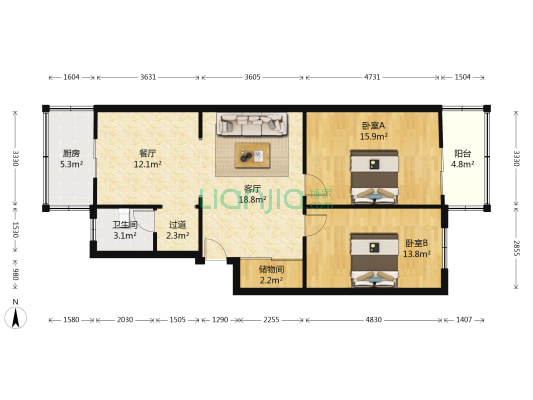 南京路东一街 2室2厅1卫 91平方