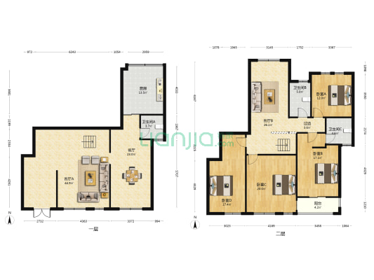 华海现代城 4室3厅3卫 235平方