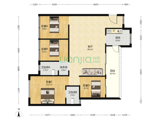 城投艺墅语湖 4室1厅3卫 123平方