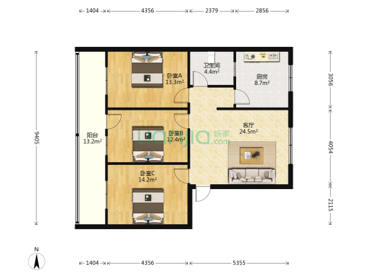 县棉织厂家属院 3室1厅1卫 106平方